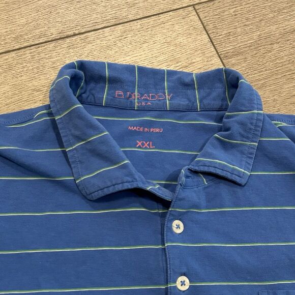 B Draddy Golf Polo Shirt Men’s XXL Blue Green Striped PGA Waste Management Open - Picture 2 of 7